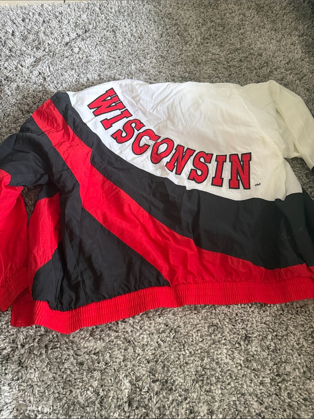 Apex Kids Wisconsin Colorblock Rain Jacket in Red, Black & White